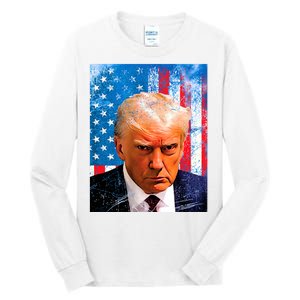 Trump Mug Shot Patriotic Jumbo Size Tall Long Sleeve T-Shirt