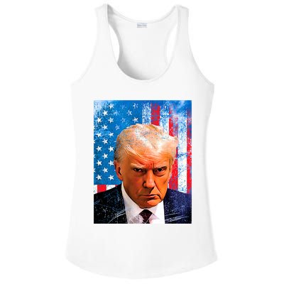 Trump Mug Shot Patriotic Jumbo Size Ladies PosiCharge Competitor Racerback Tank