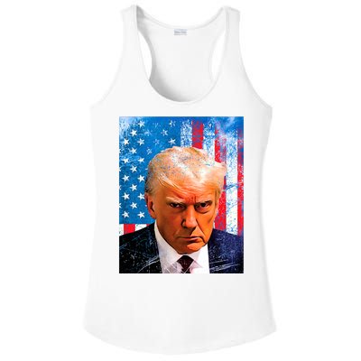 Trump Mug Shot Patriotic Jumbo Size Ladies PosiCharge Competitor Racerback Tank