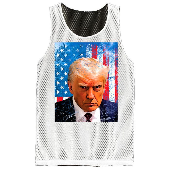 Trump Mug Shot Patriotic Jumbo Size Mesh Reversible Basketball Jersey Tank