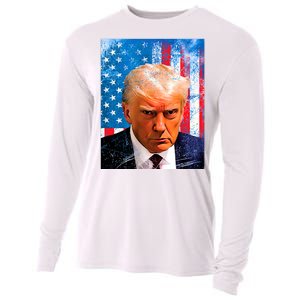 Trump Mug Shot Patriotic Jumbo Size Cooling Performance Long Sleeve Crew