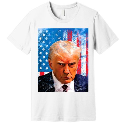 Trump Mug Shot Patriotic Jumbo Size Premium T-Shirt