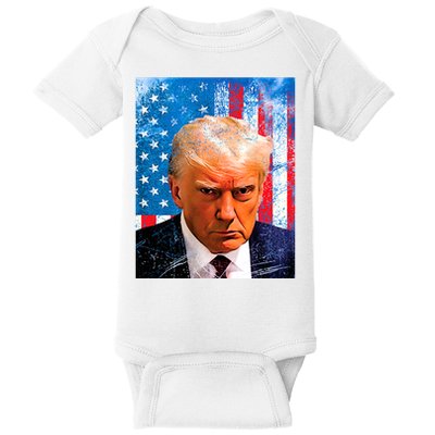 Trump Mug Shot Patriotic Jumbo Size Baby Bodysuit
