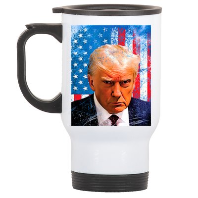 Trump Mug Shot Patriotic Jumbo Size Stainless Steel Travel Mug