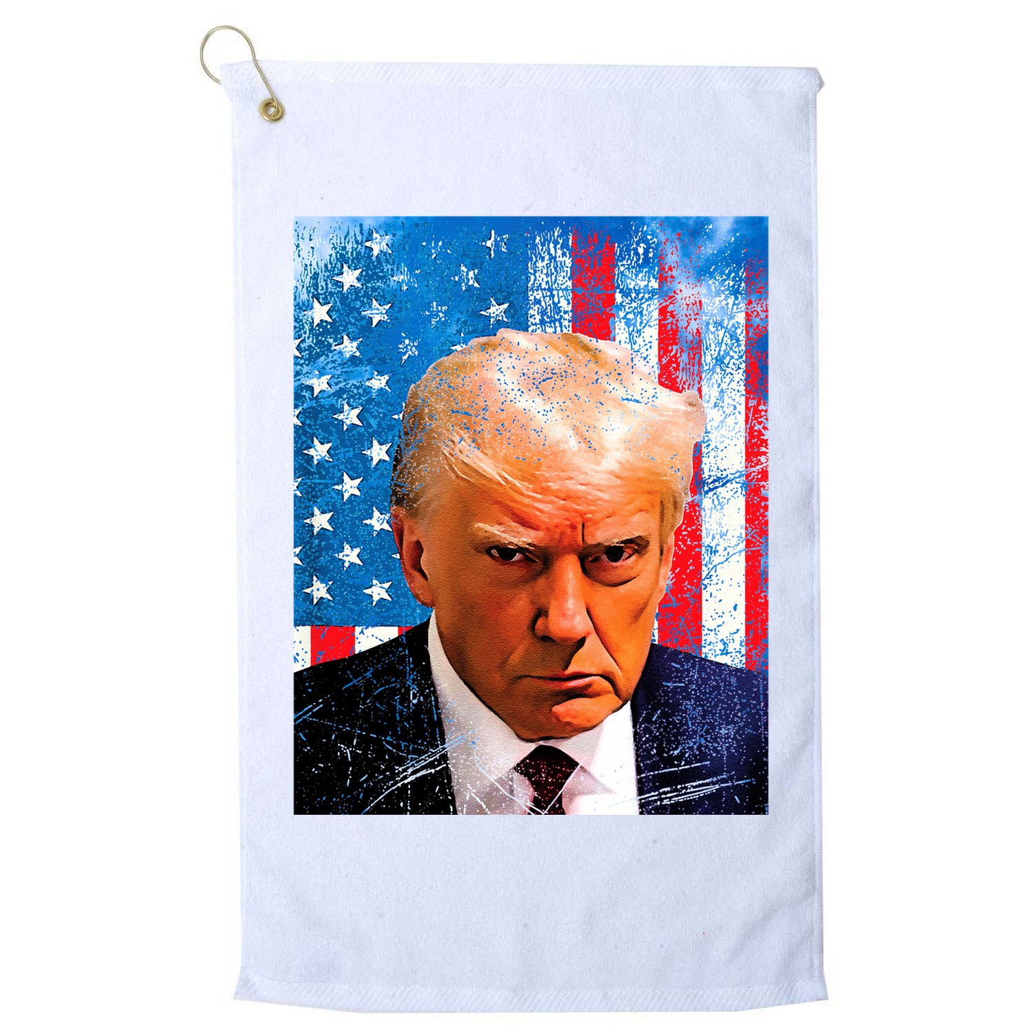 Trump Mug Shot Patriotic Jumbo Size Golf Towel
