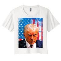 Trump Mug Shot Patriotic Jumbo Size Women's Crop Top Tee