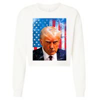 Trump Mug Shot Patriotic Jumbo Size Cropped Pullover Crew