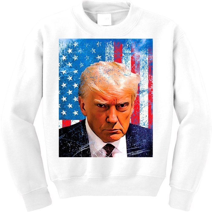 Trump Mug Shot Patriotic Jumbo Size Kids Sweatshirt