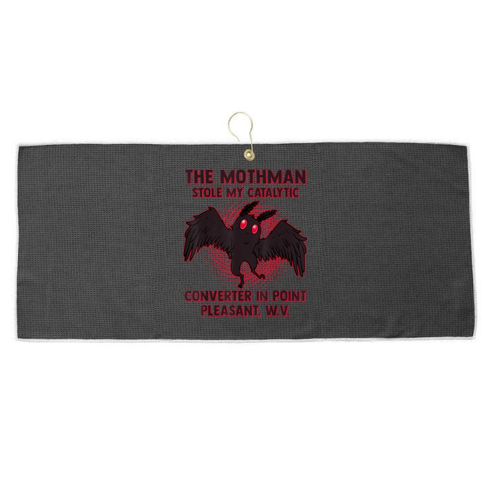 The Mothman Stole My Catalytic Converter In Point Large Microfiber Waffle Golf Towel