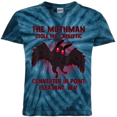 The Mothman Stole My Catalytic Converter In Point Kids Tie-Dye T-Shirt