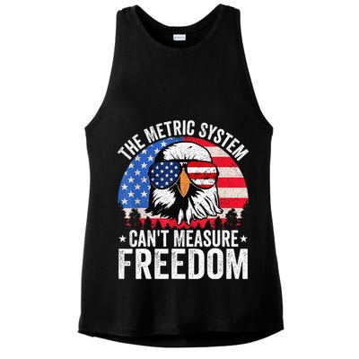 The Metric System CanT Measure Freedom Eagle 4th Of July Ladies PosiCharge Tri-Blend Wicking Tank