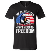 The Metric System CanT Measure Freedom Eagle 4th Of July V-Neck T-Shirt