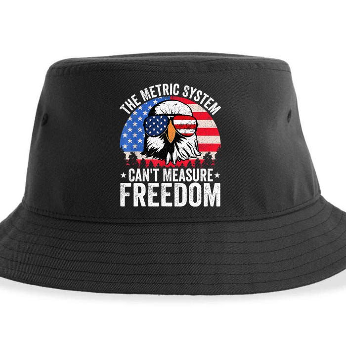 The Metric System CanT Measure Freedom Eagle 4th Of July Sustainable Bucket Hat