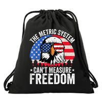 The Metric System CanT Measure Freedom Eagle 4th Of July Drawstring Bag