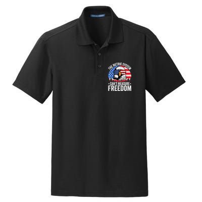 The Metric System CanT Measure Freedom Eagle 4th Of July Dry Zone Grid Polo