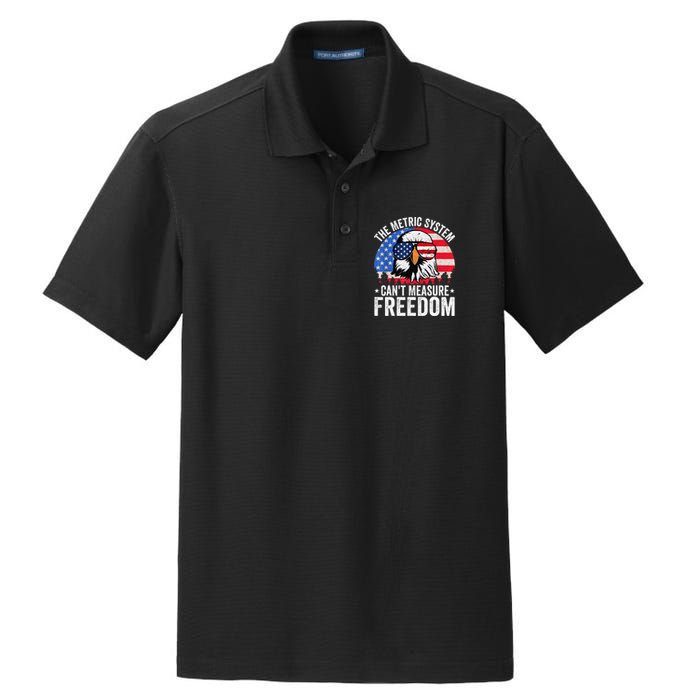 The Metric System CanT Measure Freedom Eagle 4th Of July Dry Zone Grid Polo