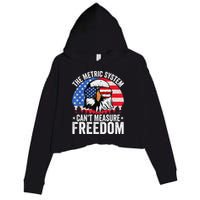 The Metric System CanT Measure Freedom Eagle 4th Of July Crop Fleece Hoodie