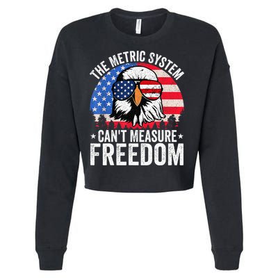 The Metric System CanT Measure Freedom Eagle 4th Of July Cropped Pullover Crew