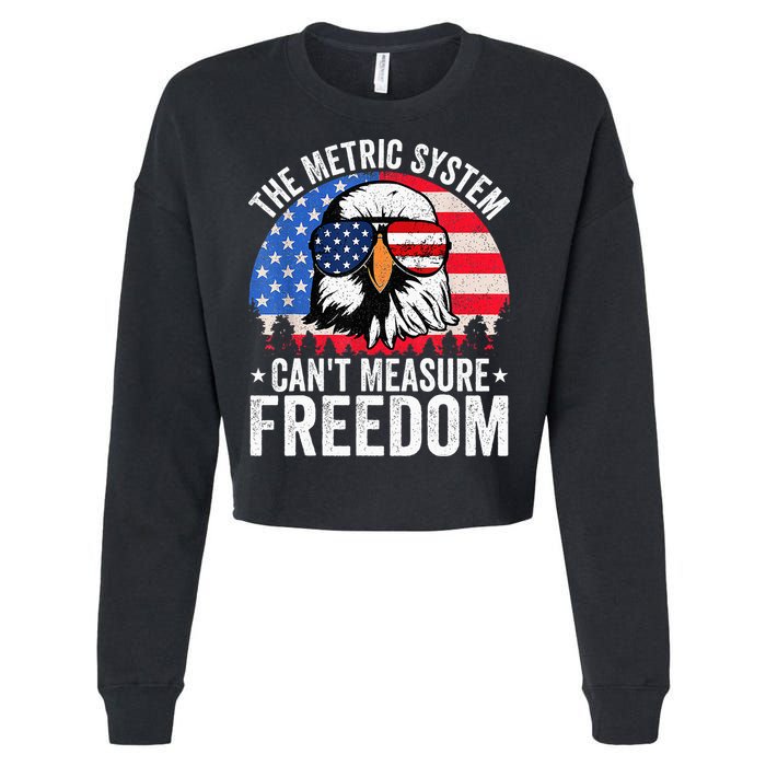 The Metric System CanT Measure Freedom Eagle 4th Of July Cropped Pullover Crew