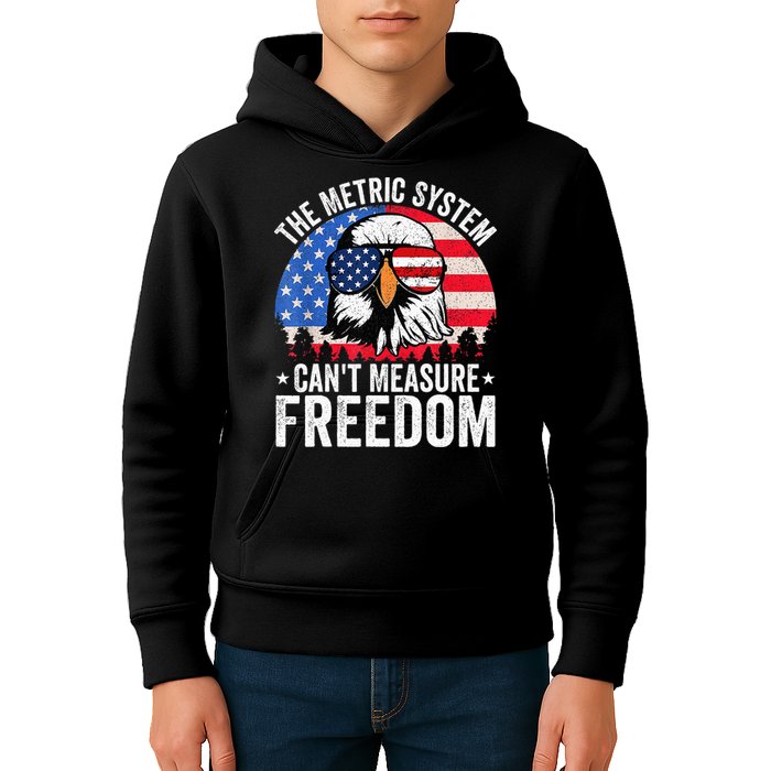 The Metric System CanT Measure Freedom Eagle 4th Of July Kids Hoodie