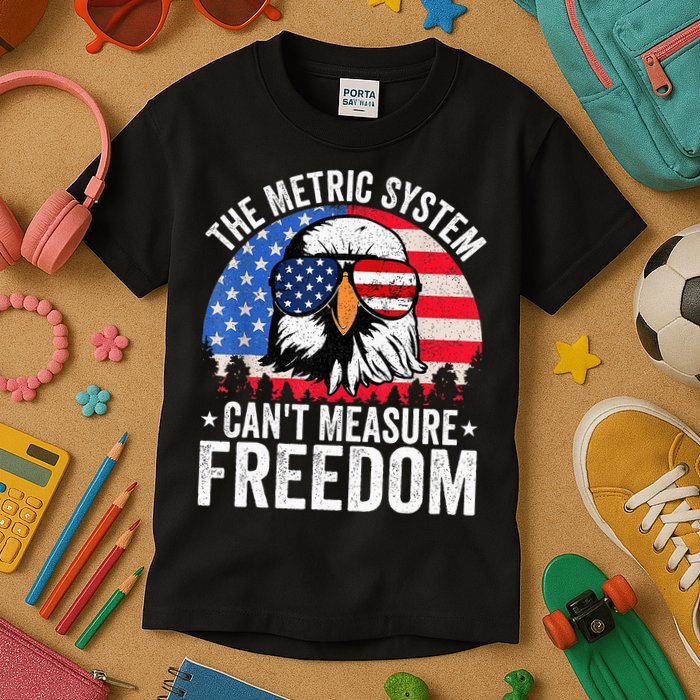 The Metric System CanT Measure Freedom Eagle 4th Of July Kids T-Shirt
