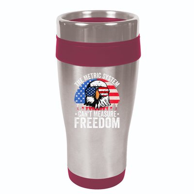 The Metric System CanT Measure Freedom Eagle 4th Of July 16oz Travel Tumbler