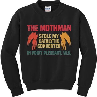 The Mothman Stole My Catalytic Converter In Point Vintage Kids Sweatshirt