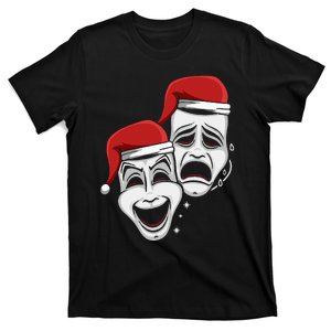 Theater Mask Santa Hat Christmas Pajama Musical Broadway T-Shirt