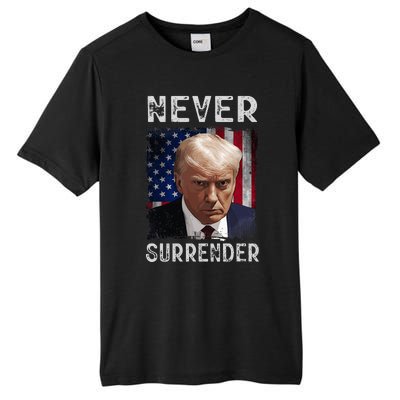 T.rump M.ug S.hot Wanted Save America 2024 Never Surrender Tall Fusion ChromaSoft Performance T-Shirt