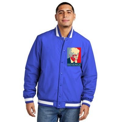 Trump Mug Shot Revenge Gift Insulated Varsity Jacket