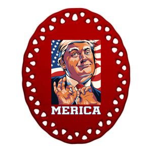 Trump Merica Sarcastic Funny Poster Art Gift Ceramic Oval Ornament