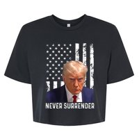 Trump Mug Shot Donald Trump Mug Shot Never Surrender Bella+Canvas Jersey Crop Tee