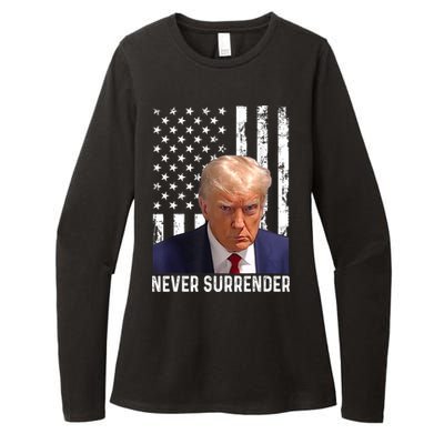 Trump Mug Shot Donald Trump Mug Shot Never Surrender Womens CVC Long Sleeve Shirt