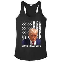 Trump Mug Shot Donald Trump Mug Shot Never Surrender Ladies PosiCharge Competitor Racerback Tank