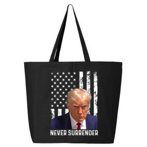 Trump Mug Shot Donald Trump Mug Shot Never Surrender 25L Jumbo Tote