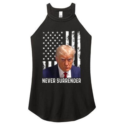 Trump Mug Shot Donald Trump Mug Shot Never Surrender Women's Perfect Tri Rocker Tank