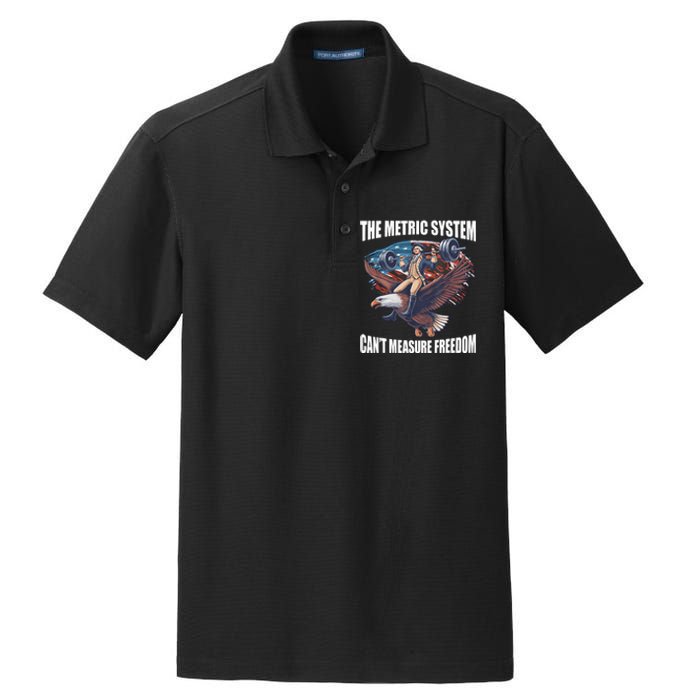 The Metric System CanT Measure Freedom Funny 4th Of July Dry Zone Grid Polo