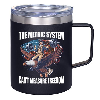 The Metric System CanT Measure Freedom Funny 4th Of July 12oz Stainless Steel Coffee Mug