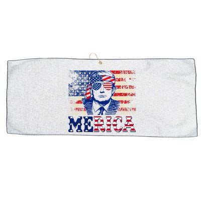 Trump Merica Shirts Fourth 4th Of July Trump American Flag Large Microfiber Waffle Golf Towel