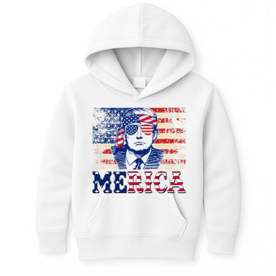 Trump Merica Shirts Fourth 4th Of July Trump American Flag Kids Hoodie