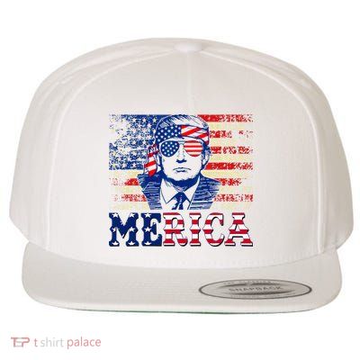 Trump Merica Shirts Fourth 4th Of July Trump American Flag Wool Snapback Cap