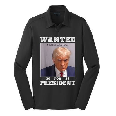 Trump Mug Shot - Donald Trump Mug Shot - Never Surrender Silk Touch Performance Long Sleeve Polo