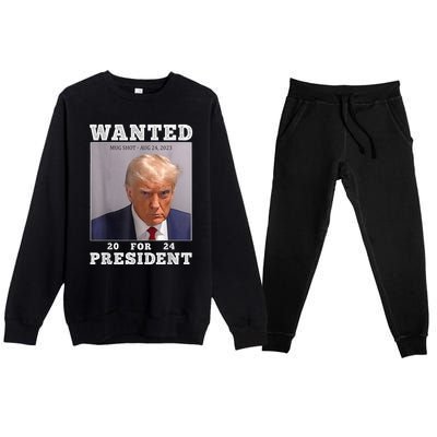 Trump Mug Shot - Donald Trump Mug Shot - Never Surrender Premium Crewneck Sweatsuit Set