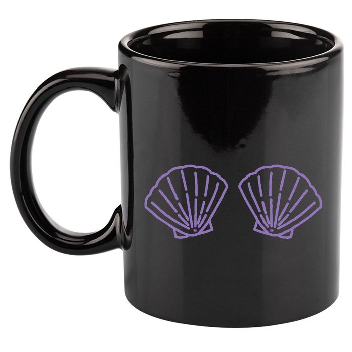 Two Mermaid Shell Bra Mermaid Bra Bikini Costume 11oz C Handle Ceramic Mug