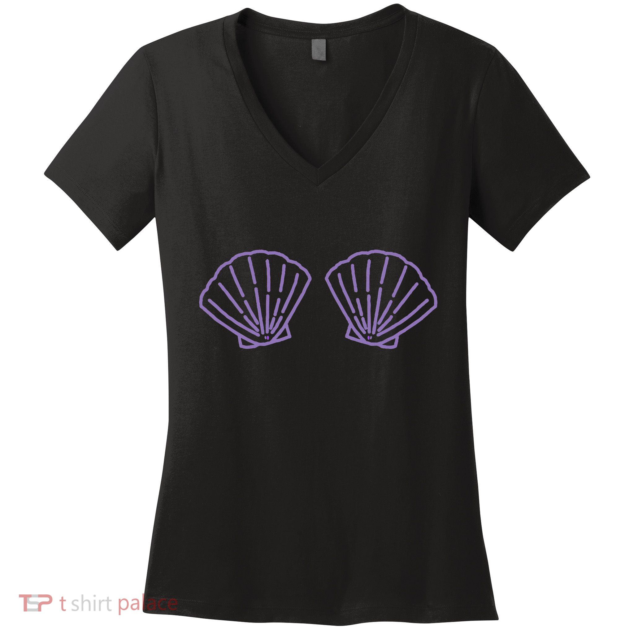 Two Mermaid Shell Bra Mermaid Bra Bikini Costume Women's V-Neck T-Shirt