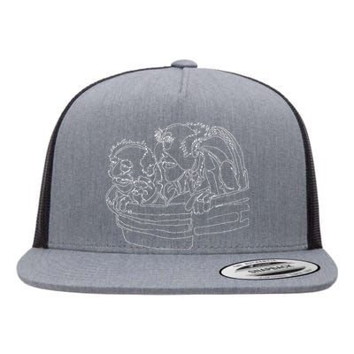 The Muppets Statler And Waldorf Heckling Outline Flat Bill Trucker Hat