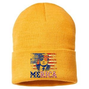 Trump Merica Shirts Fourth 4th Of July Trump Sustainable Knit Beanie