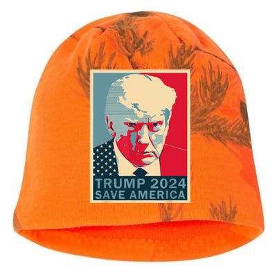 Trump Mug Shot 2024 Save America Trump Kati - Camo Knit Beanie