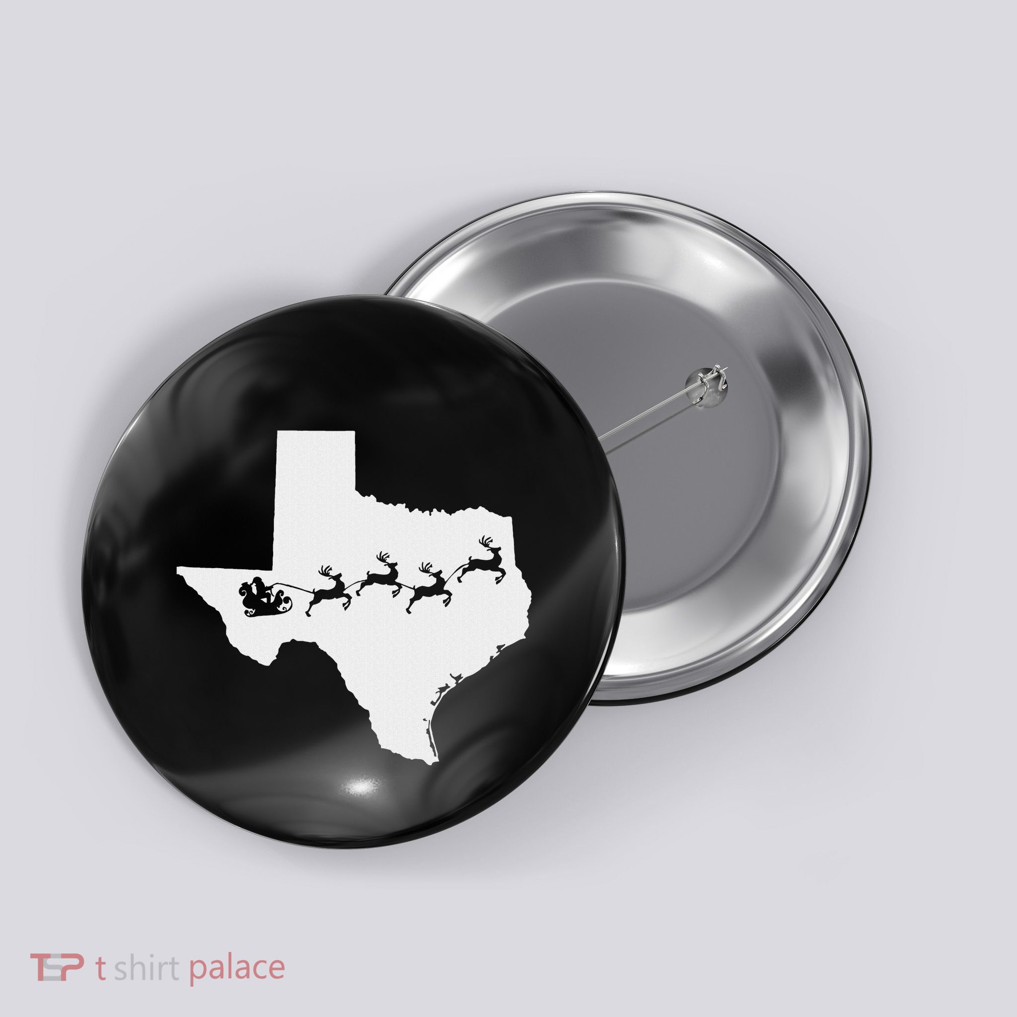 Texas Map Santa Christmas Reindeer Button