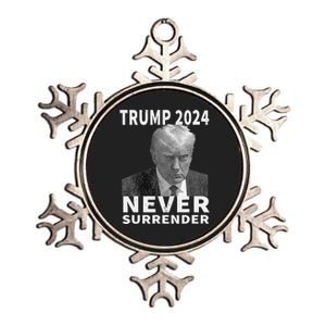 Trump Mug Shot Never Surrender Trump 2024 Pro Trump Metallic Star Ornament